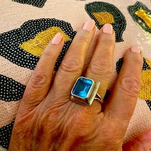 Sterling silver  and blue topaz ring